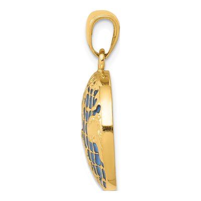 14K Yellow Gold Blue Enameled Globe Pendant – view 3