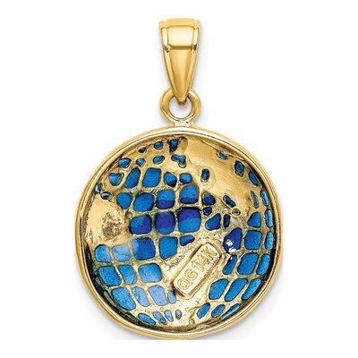 14K Yellow Gold Blue Enameled Globe Pendant – view 4
