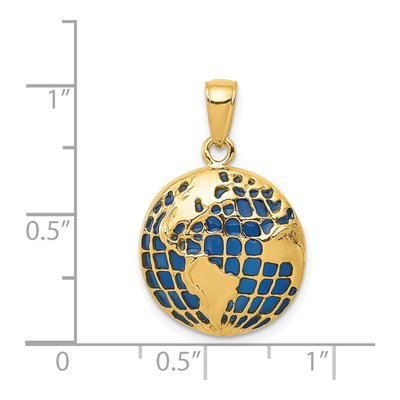 14K Yellow Gold Blue Enameled Globe Pendant – view 5
