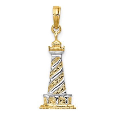 14K Yellow Gold Cape Hatteras Lighthouse Pendant