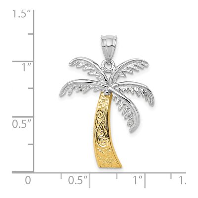 14K Two-Tone Gold Palm Tree Pendant – view 4