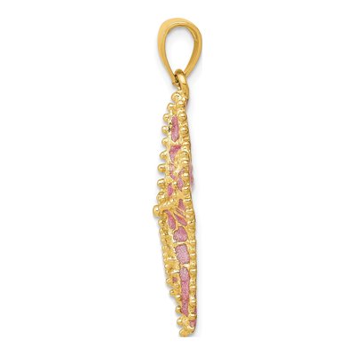 14K Yellow Gold Pink Enamel Starfish Pendant – view 3
