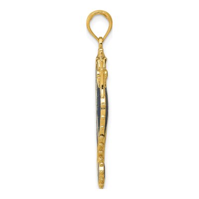 14K Yellow Gold Blue Enamel Seahorse Pendant – view 3