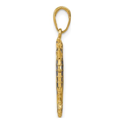 14K Yellow Gold Blue Enamel Seahorse Pendant – view 3