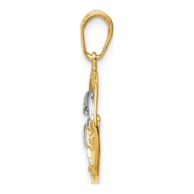 14K Yellow Gold Dolphins Circle Pendant – view 3