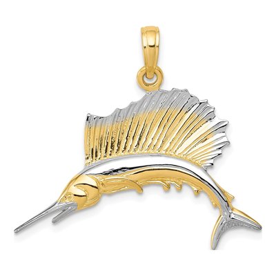 14K Yellow Gold Sailfish Pendant