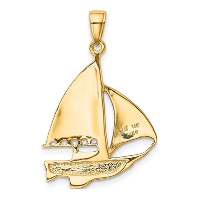 14K Yellow Gold Enameled Sailboat Pendant – view 4