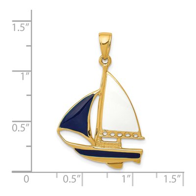 14K Yellow Gold Enameled Sailboat Pendant – view 5