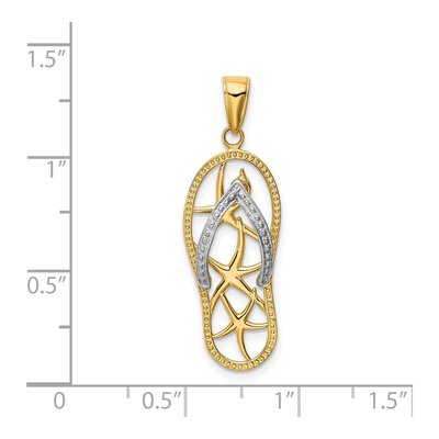 14K Two-Tone Gold Starfish Flip-Flop Pendant – view 4