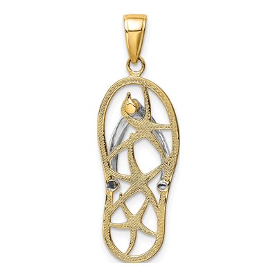 14K Two-Tone Gold Starfish Flip-Flop Pendant – view 5