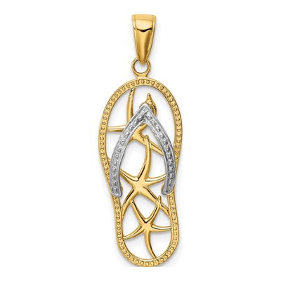 14K Two-Tone Gold Starfish Flip-Flop Pendant