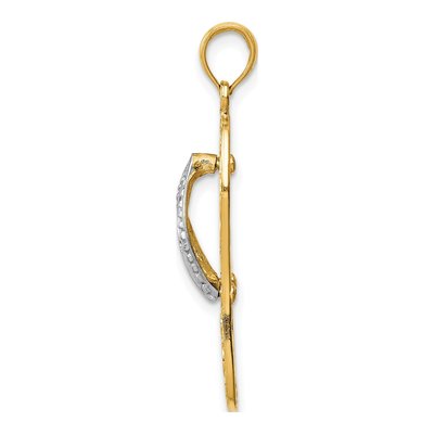 14K Two-Tone Gold Turtle Flip-Flop Pendant – view 3