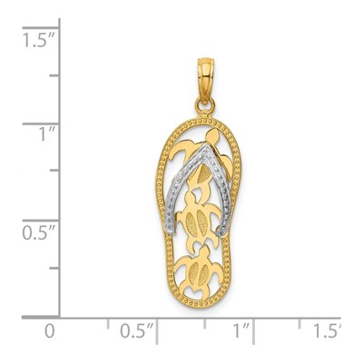 14K Two-Tone Gold Turtle Flip-Flop Pendant – view 4