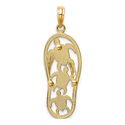 14K Two-Tone Gold Turtle Flip-Flop Pendant – view 5