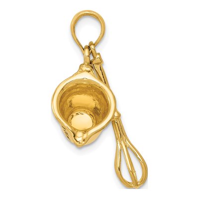 14K Yellow Gold 3-D Measuring Cup Whisk Pendant – view 3