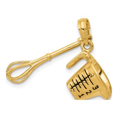14K Yellow Gold 3-D Measuring Cup Whisk Pendant – view 5