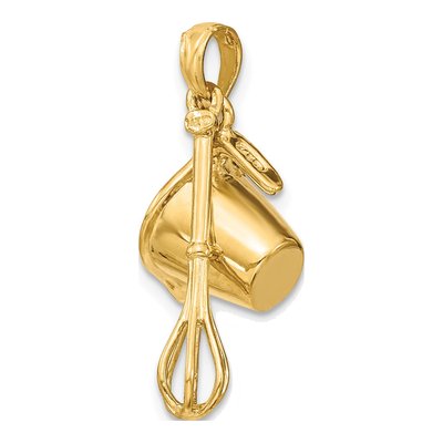 14K Yellow Gold 3-D Measuring Cup Whisk Pendant – view 6