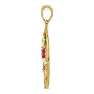14K Yellow Gold Enameled Hummingbird Pendant – view 3