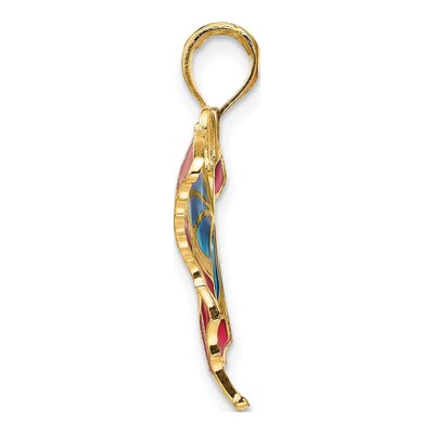14K Yellow Gold Blue Red Enamel Butterfly Pendant – view 3