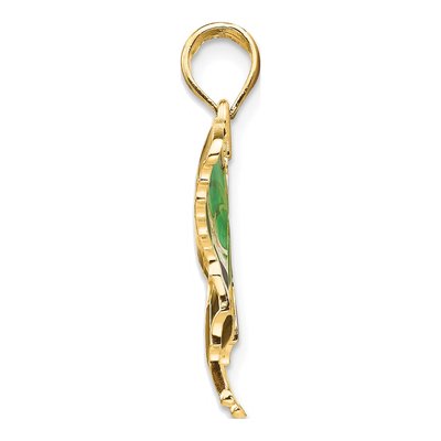 14K Yellow Gold Green Enamel Butterfly Pendant – view 3
