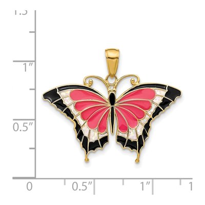 14K Yellow Gold Pink Enamel Butterfly Pendant – view 5