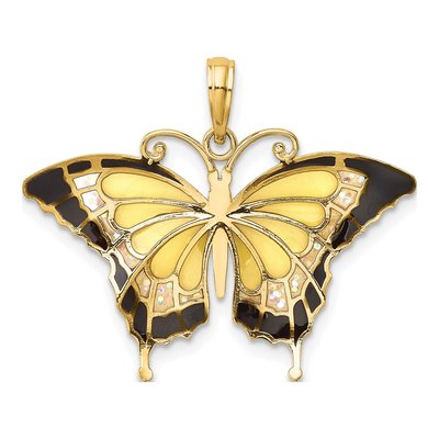 14K Yellow Gold Enameled Butterfly Pendant – view 4