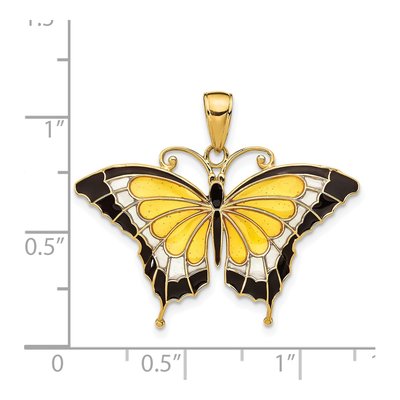 14K Yellow Gold Enameled Butterfly Pendant – view 5