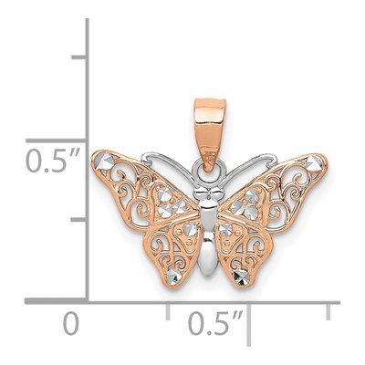 14K Rose Gold Diamond-Cut Butterfly Pendant – view 4