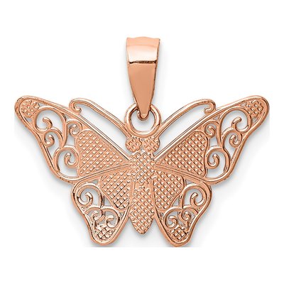 14K Rose Gold Diamond-Cut Butterfly Pendant – view 5