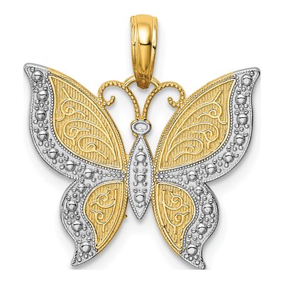 14K Yellow Gold Butterfly Pendant