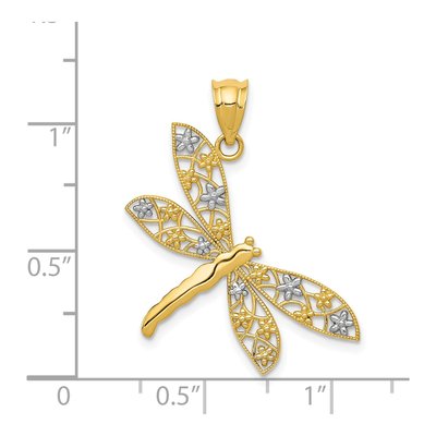 14K Yellow Gold Filigree Dragonfly Pendant – view 4