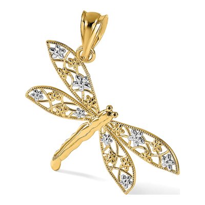 14K Yellow Gold Filigree Dragonfly Pendant – view 5