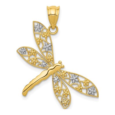 14K Yellow Gold Filigree Dragonfly Pendant