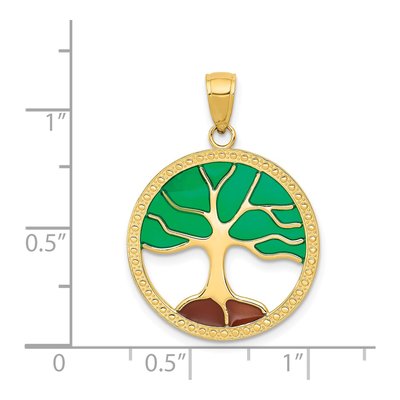 14K Yellow Gold Enameled Tree of Life Pendant – view 4