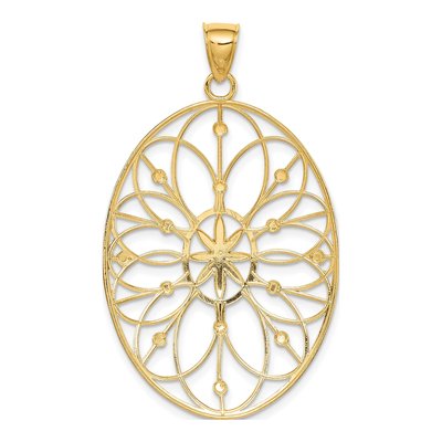14K Yellow Gold Floral Filigree Medallion Pendant – view 5