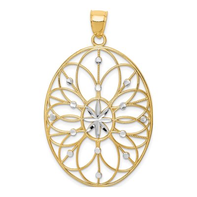 14K Yellow Gold Floral Filigree Medallion Pendant