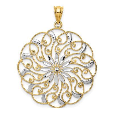 14K Yellow Gold Diamond-Cut Swirl Pendant