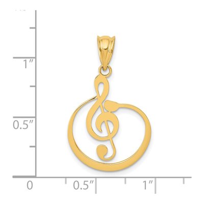 14K Yellow Gold Treble Clef Musical Note Pendant – view 4