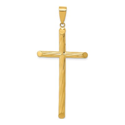 14K Yellow Gold Textured Cross Pendant
