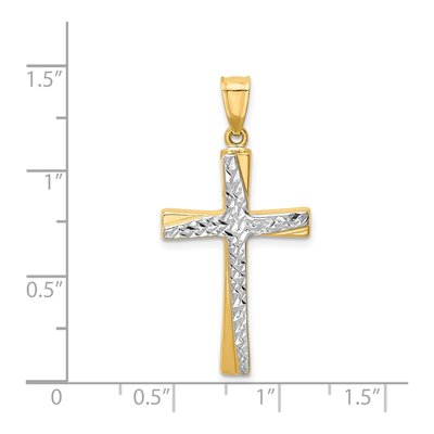 14K Yellow Gold Diamond-Cut Cross Pendant – view 4