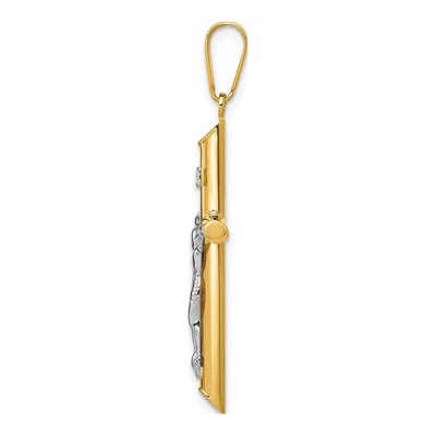 14K Two-Tone Gold Hollow Crucifix Pendant – view 3