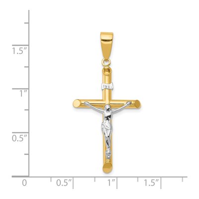 14K Two-Tone Gold Hollow Crucifix Pendant – view 4