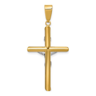 14K Two-Tone Gold Hollow Crucifix Pendant – view 5