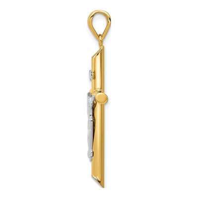 14K Two-Tone Gold Hollow Crucifix Pendant – view 3