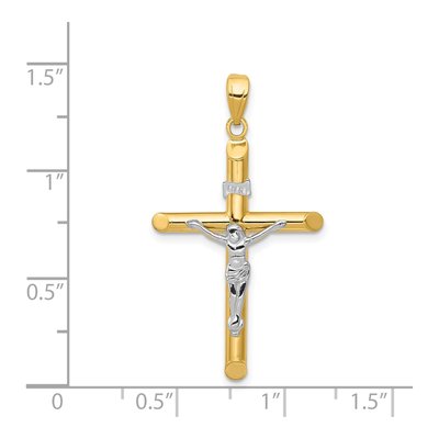 14K Two-Tone Gold Hollow Crucifix Pendant – view 4