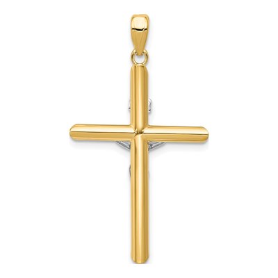 14K Two-Tone Gold Hollow Crucifix Pendant – view 5