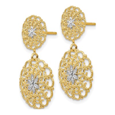 14K Yellow Gold Filigree Medallion Dangle Earrings – view 3
