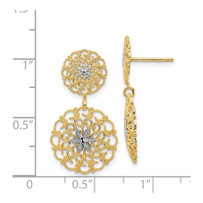 14K Yellow Gold Filigree Medallion Dangle Earrings – view 5