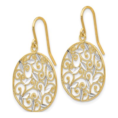 14K Yellow Gold Filigree Circle Dangle Earrings – view 3