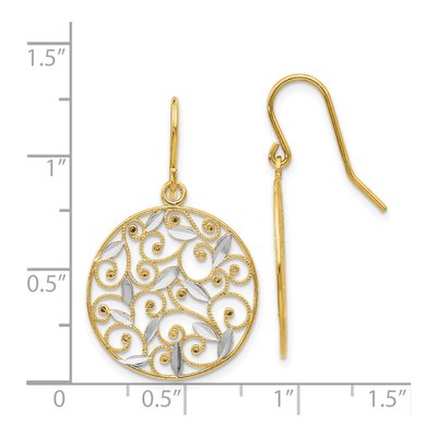 14K Yellow Gold Filigree Circle Dangle Earrings – view 5